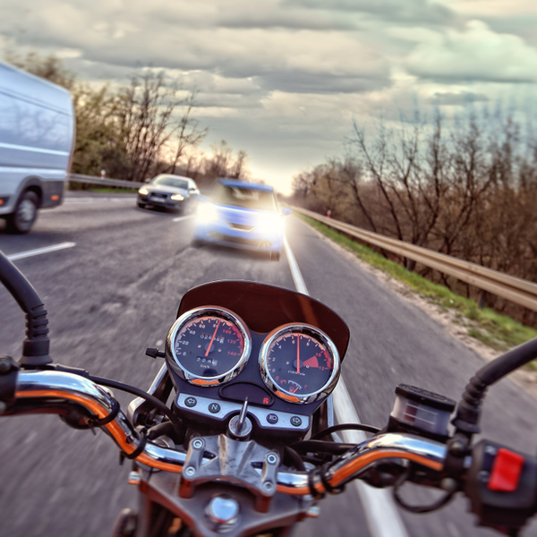 Moments before a motorcycle accident on the road