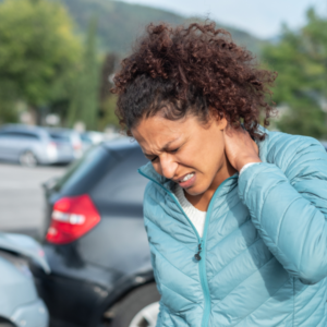 Injured woman after a car accident