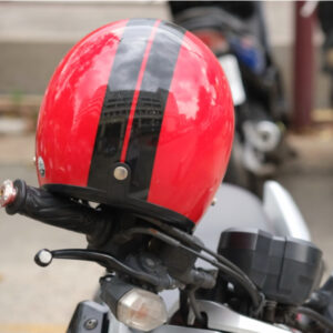 red helmet and motorcycle