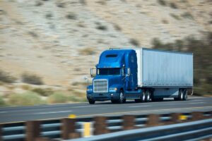 Truck speeding on the road