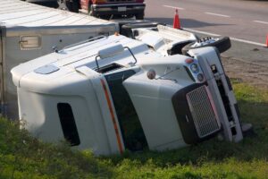 Truck accident on the road